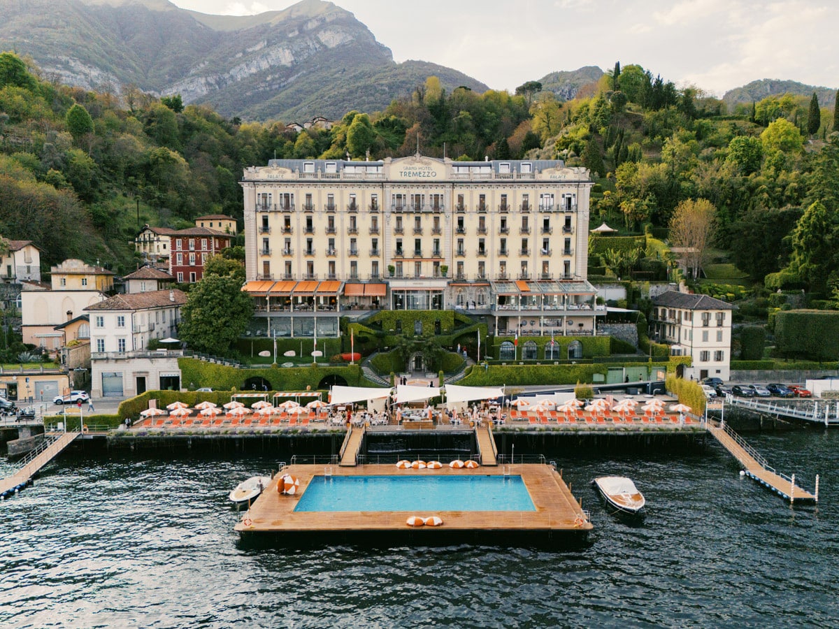 The facade of Grand Hotel Tremezzo, Lake Como, by Grand Hotel Tremezzo Wedding Photographer Andreas K. Georgiou