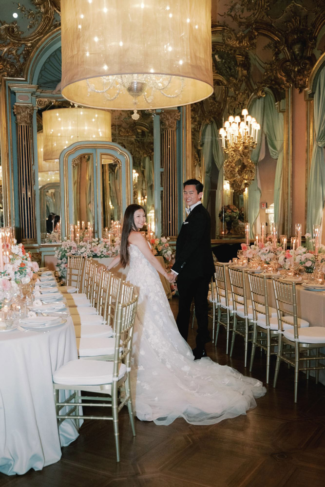 Villa Cora, Florence Wedding - Dinner in Mirror Room, reception area reveal by Tuscany photographer Andreas K. Georgiou